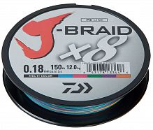 Леска плетеная DAIWA "J-Braid X8" 0,18мм 150м (мультиколор)