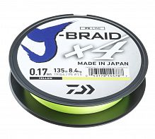 Леска плетеная DAIWA "J-Braid X4" 0,19мм 135 (флуор.-желтая)