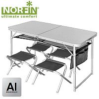 Стол склад. Norfin RUNN NF Alu 120x60 +4 стула набор