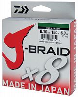 Леска плетеная DAIWA "J-Braid X8" 0,10мм 150м (зеленая)
