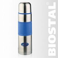 Термос Biostal NB-1000 P-B 1,0л (узкое горло, цв. силик. вставка) Голубой