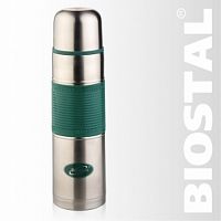 Термос Biostal NB-1000 P-G 1,0л (узкое горло, цв. силик. вставка) Зеленый